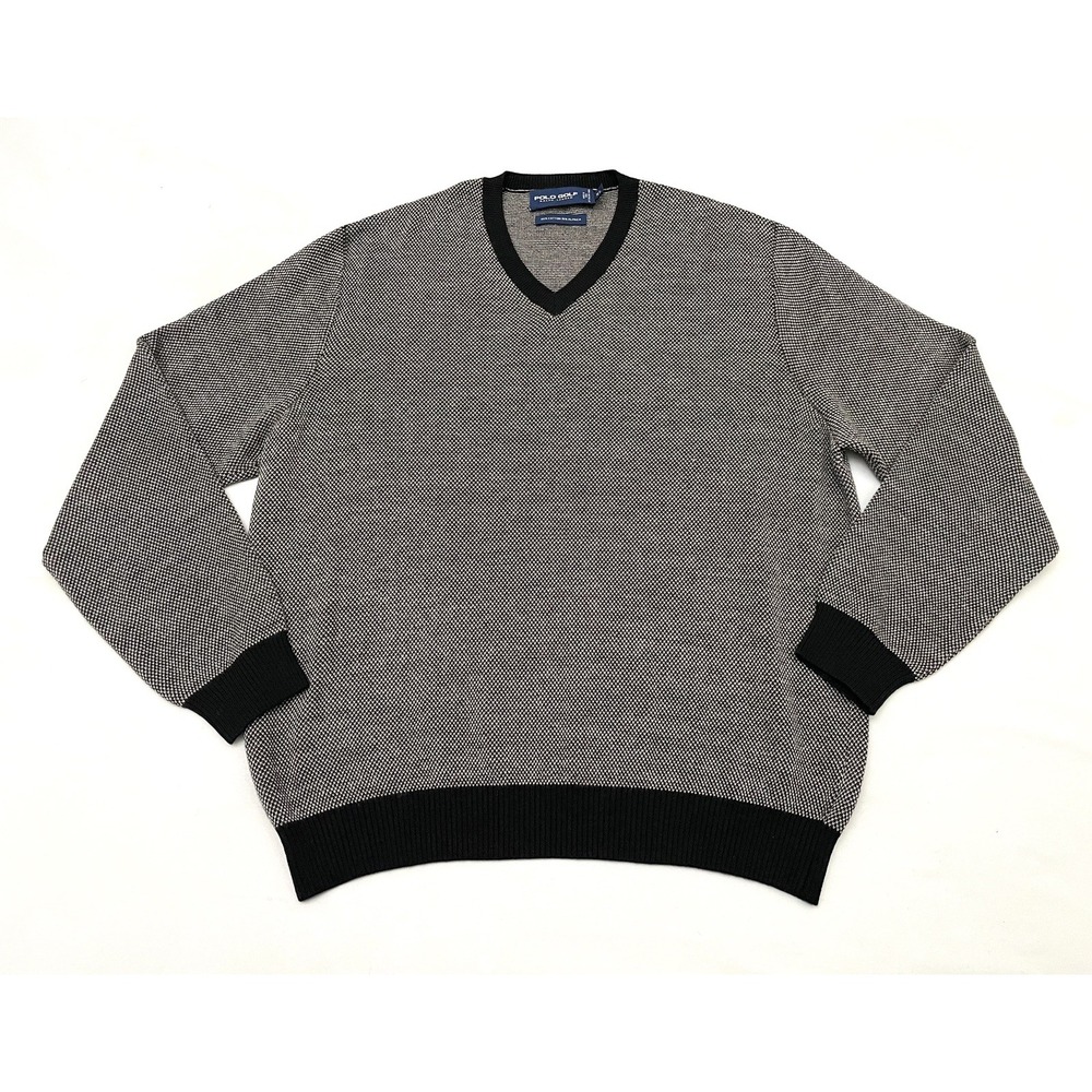 Vintage Polo Golf Ralph Lauren Alpaca Italian‎ Yarn V-Neck Sweater XL Preppy